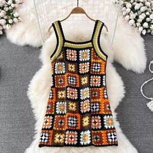 NEW IN Colorful Crochet Patterned Dress